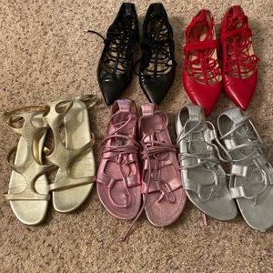 5 pairs of Tamara Mellon lace up flats!